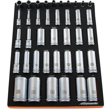 Dynamic Tools 40 Piece SAE Deep Socket Set With Foam Tool Organizer D096001-FT7T